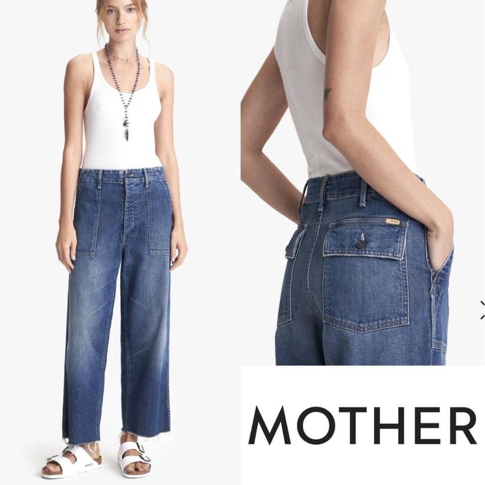 MOTHER DENIM PATCH POCKET PRIVATE ANKLE FRAY JEANS Tell it to the Pope